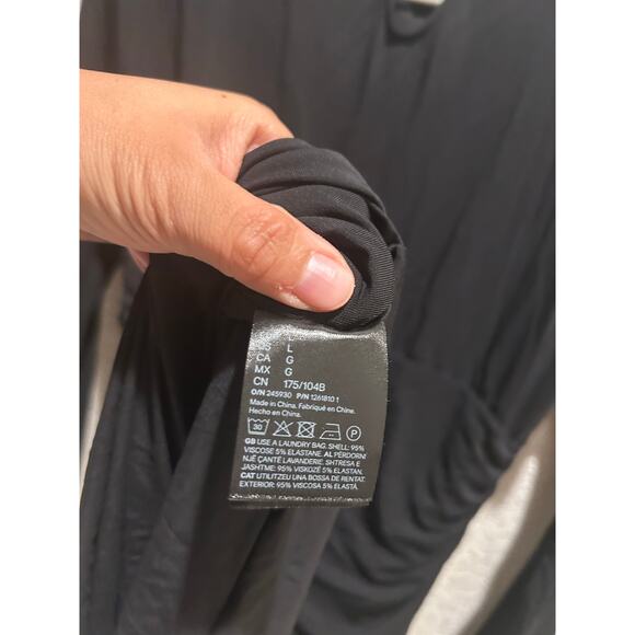 H&M Magda Butrym Rose-Appliquéd Black Dress With Shoulder Pads LARGE NWT - Picture 2 of 7